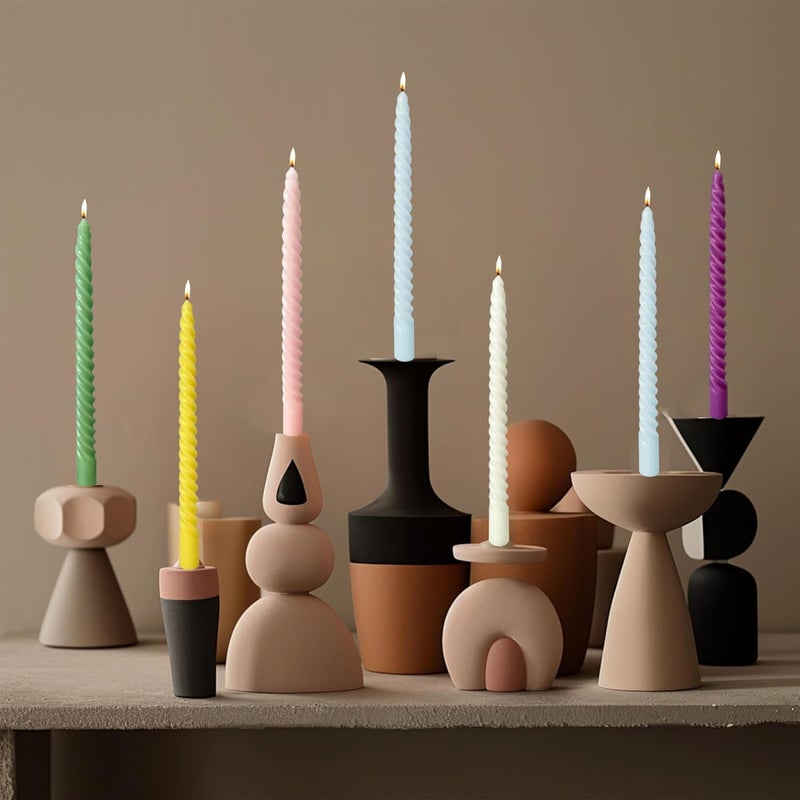 LPUSA Colored Taper Candles Spiral Candle Sticks in Rainbow Colors,Unscented Pastel Candle for Holiday,Wedding and Home Decoration,10inch,12 Pack(E-6colored) - Image 3